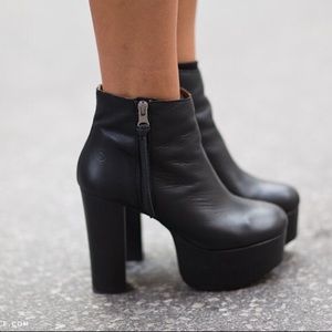 Black Leather Platform Boot